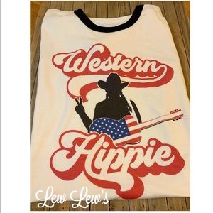 Western Hippie Boutique Ringer T-shirt. NWOT.
